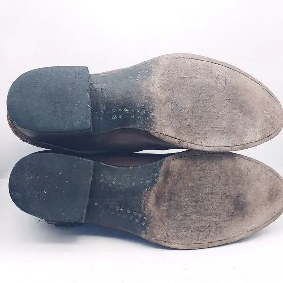 Freebird Women's Almond Toe Braided Buckled Straps Brown Leather Ankle Boots 10 - Picture 9 of 11